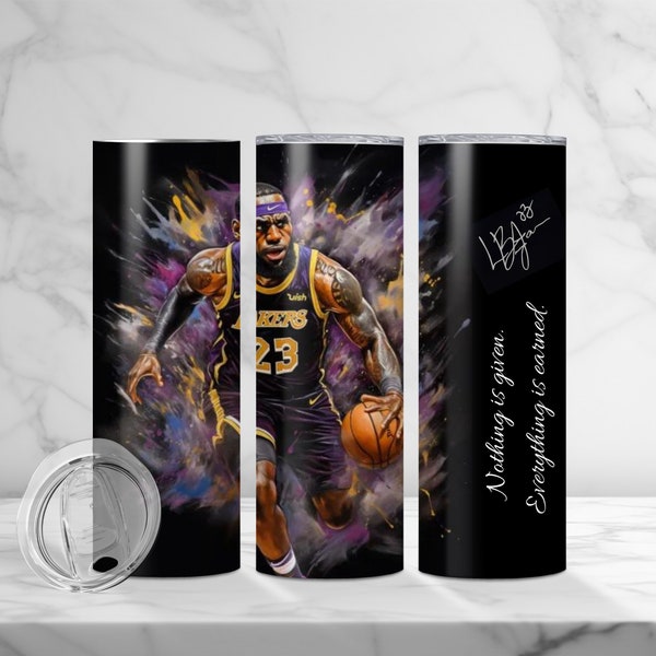 LeBron James 20oz Sublimation Tumbler Wrap, Straight Tumbler Wrap PNG design, Instant Download, Motivational Quote, Basketball Passion