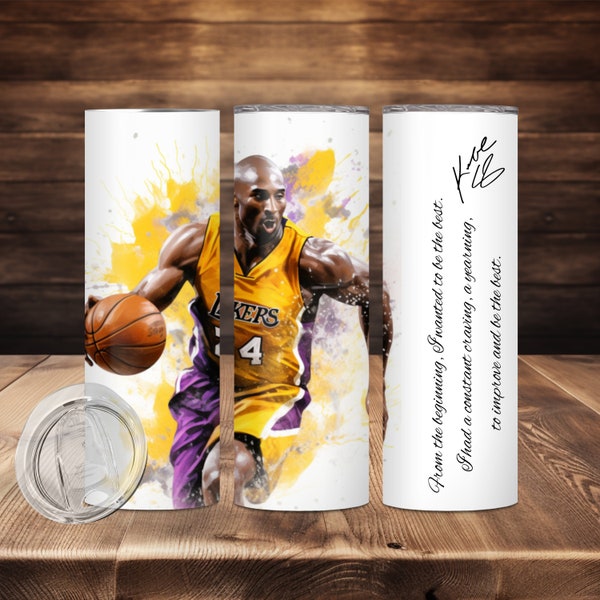 Kobe Bryant 20oz Sublimation Tumbler Wrap, Straight Tumbler Wrap PNG design, Instant Download, Motivational Quote, Basketball Passion