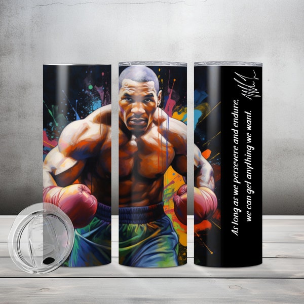 Iron Mike Tyson 20oz Sublimation Tumbler Wrap, Straight Tumbler Wrap PNG design, Instant Download, Motivational Quote, Boxing Passion