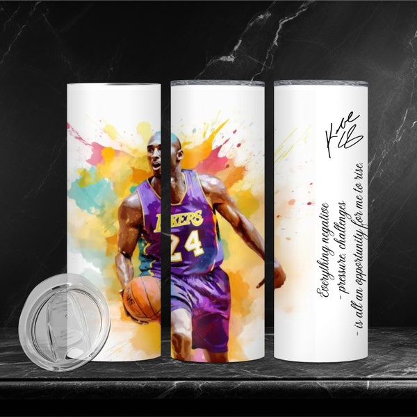 Kobe Bryant 20oz Sublimation Tumbler Wrap, Straight Tumbler Wrap PNG design, Instant Download, Motivational Quote, Basketball Passion