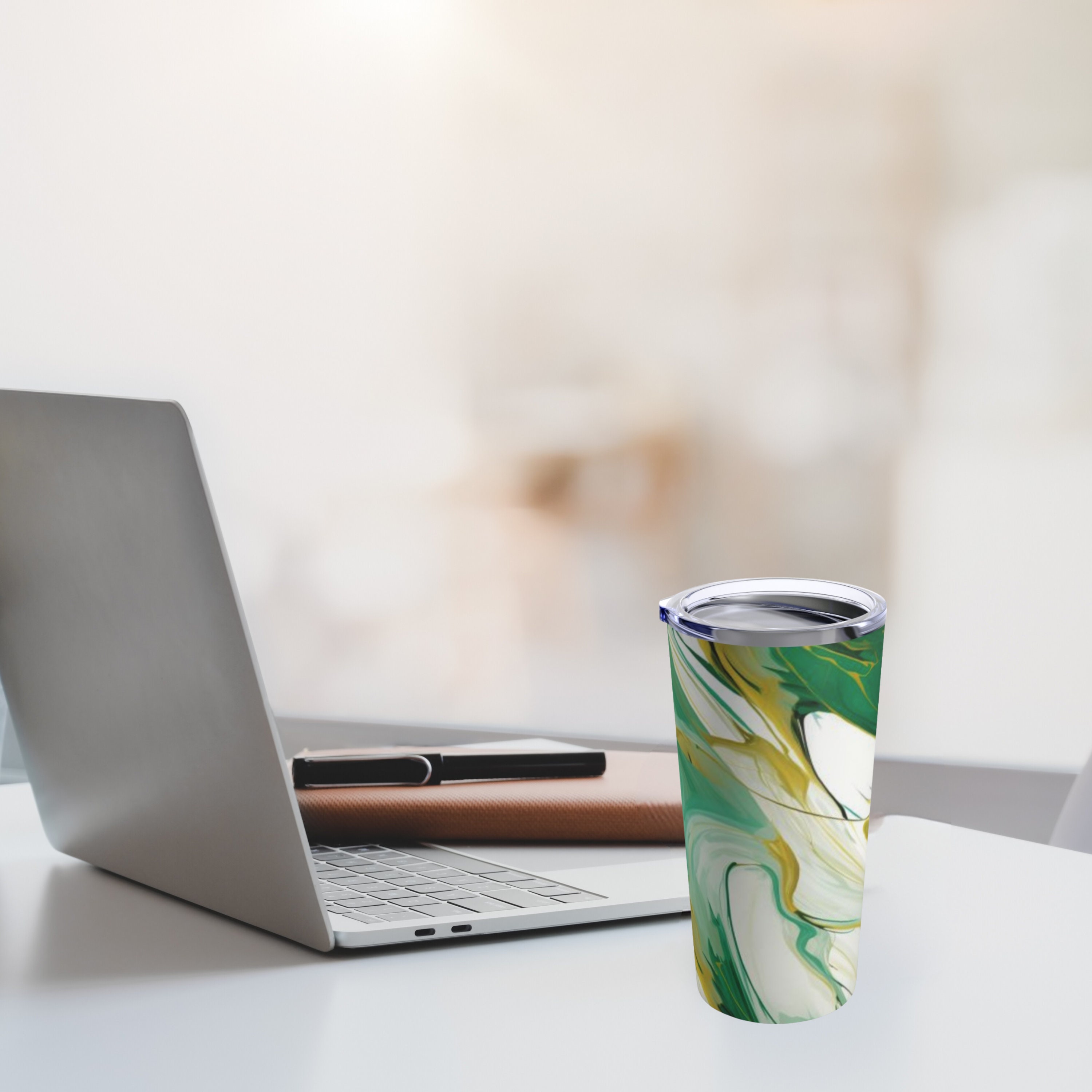 Sublimationsbecher Skinny Tumbler 590 Ml – Weiße Edelstahl-Becher Mit Deckel & Metall-Strohhalm