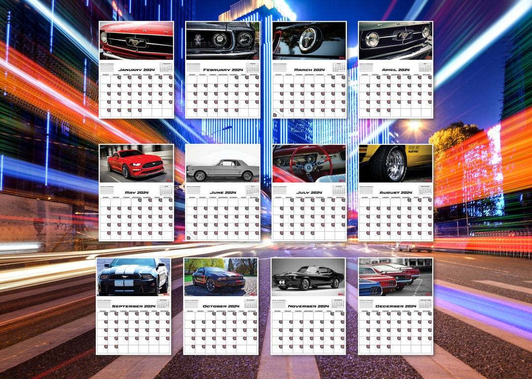 2024 Mustang Printable Calendar Etsy
