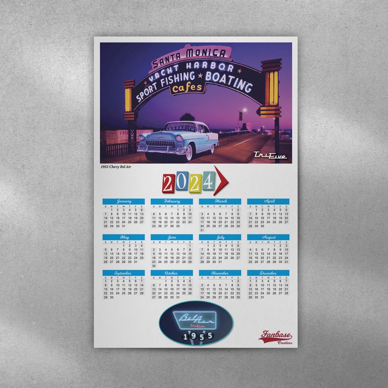 2024 '55 Chevy Bel Air Printable Calendar Etsy
