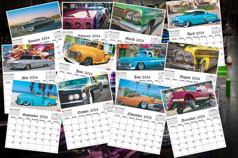 2024 Lowrider Cars & Trucks Printable Calendar Etsy