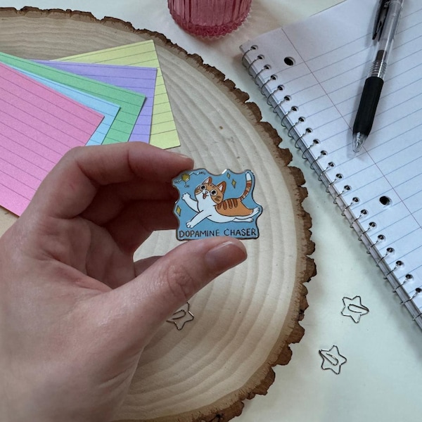 Dopamine Chaser Hard Enamel Pin: Neurodiversity ADHD AUDHD