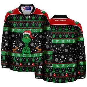 Christmas Grinch Ugly Sweater Hockey Jersey