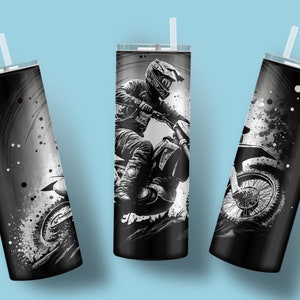 Dirt bike personalized tumbler, Motorcycle Racing tumbler, Motocross tumbler with name, 20oz skinny tumbler design image 2