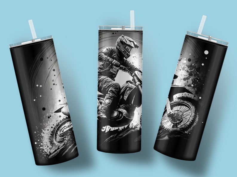 Dirt bike personalized tumbler, Motorcycle Racing tumbler, Motocross tumbler with name, 20oz skinny tumbler design image 2