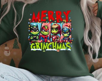 Suéter/camiseta de superhéroe navideño: Spider-Man, Hulk, Iron Man, Capitán América.