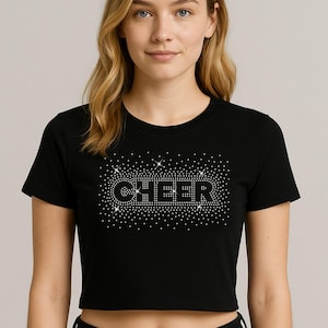CHEER Strass Bügelbild - 11 &quot;x7&quot; SS10 Hotfix Design für Cheer Team Shirts, Turnier Outfits, Übungsausrüstung, DIY Bekleidung