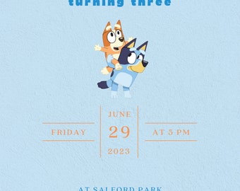 Editable Bluey Invitation Canva Template