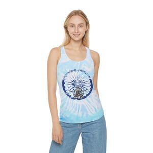 Shakra Rainbow Back Design, Meditation Namaste Tie Dye Racerback Tank Top, Sacred Geometry, Align Your Shakras