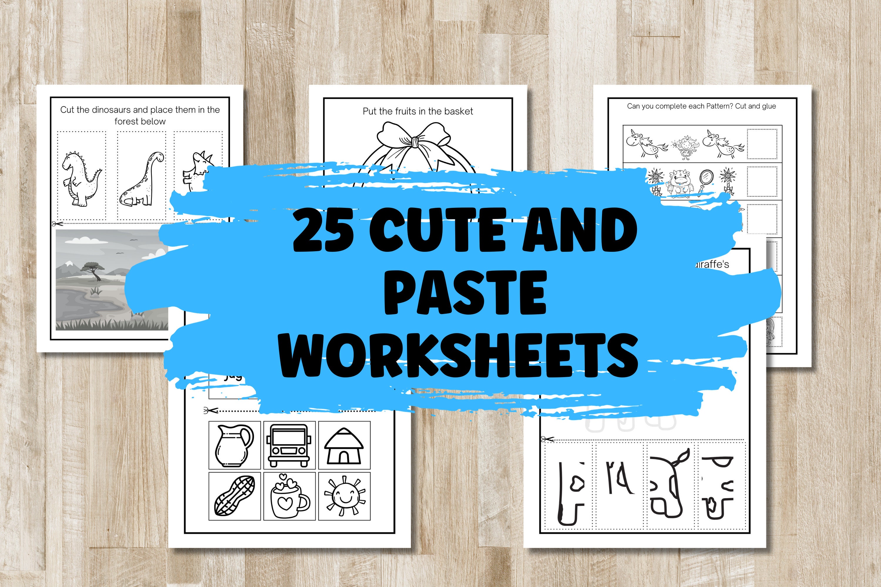25 Cut and Paste Kindergarten Worksheets| Toddler Learning| Printable ...