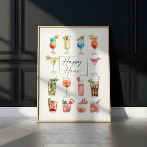 Poster di cocktail, arte del carrello del bar, arte della parete dell'ora del cocktail, arredamento del bar, poster delle bevande, arte della parete scaricabile, arte della parete stampabile