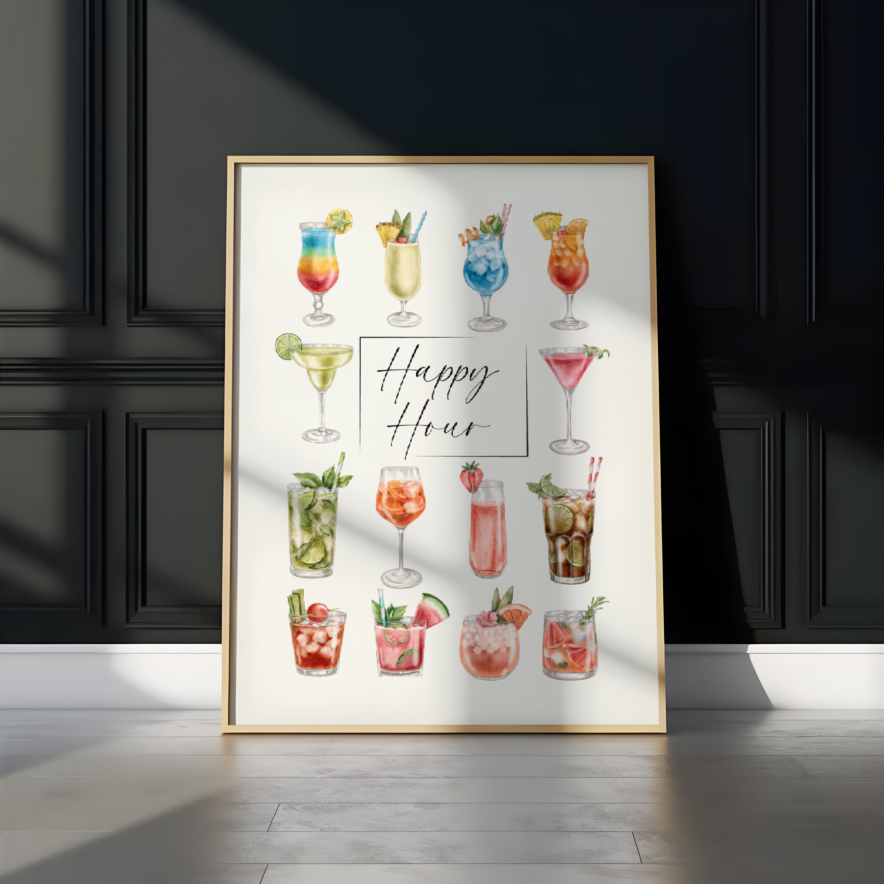 Cocktail Poster, Bar Cart Art, Cocktail Hour Wall Art, Bar Decor, Drink Poster, Downloadable Wall Art, Printable Wall Art