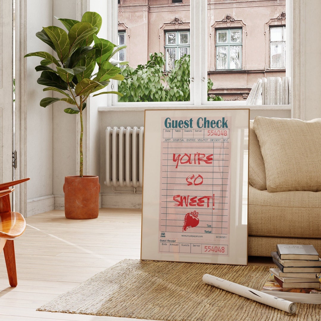 Guest Check Wall Art One Piece Poster You're so Sweet Trendy Woman