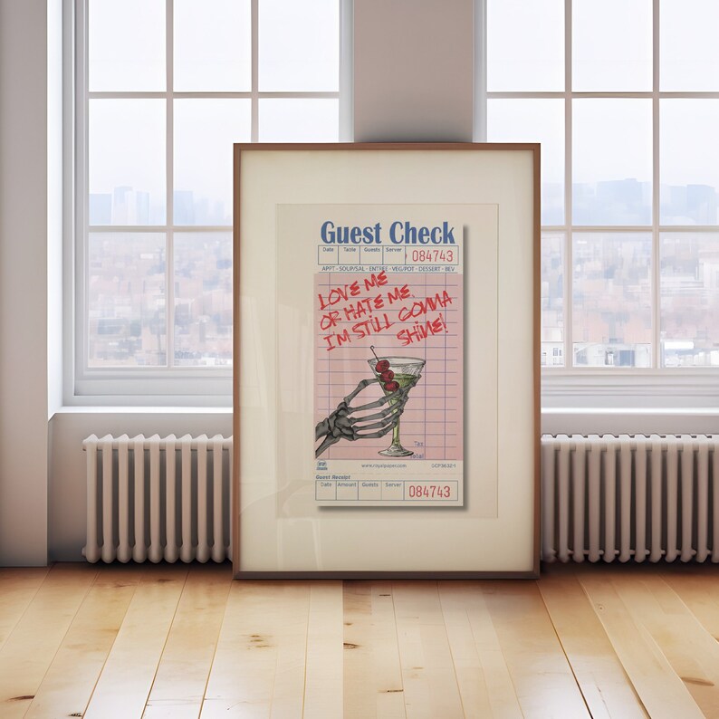 Guest Check Wall Art One Piece Poster sip & Shine Trendy Etsy