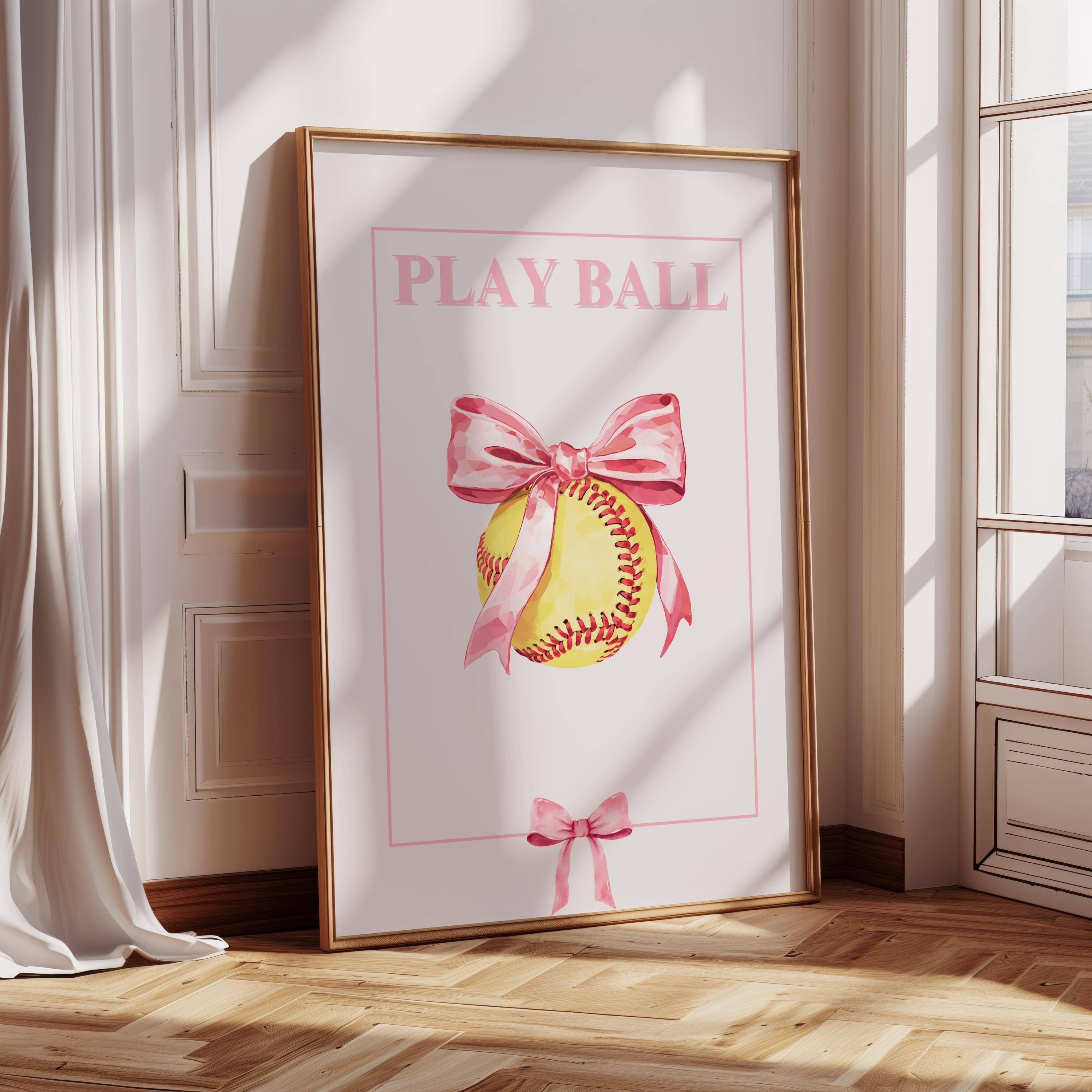 Pink Bows Coquette Poster Set - 4 Piece Disco Ball & Butterfly Wall Art, 8x12 Inch Unframed