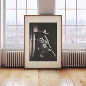Cowgirl on the Toilet, Black & White Western Bathroom Art, Toilet Print, Mysterious Cowgirl Wall Decor, Printable Download