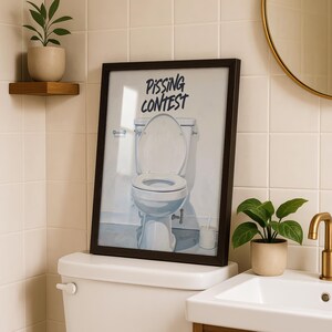 Bathroom Humor, Men&#39;s Restroom Decor, Funny Toilet Art, Pee Sign, Minimalist Toilet Oil Painting, Adult Content, Printable Wall Art