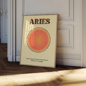 Cartel de Aries Aura - Cartel de Aura del Zodíaco / Impresiones de arte de estilo retro