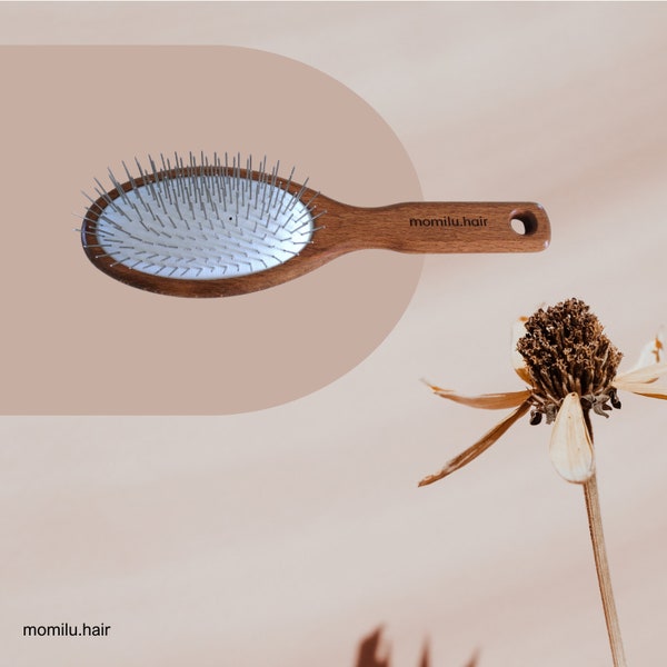 Hairbrush with steel pins