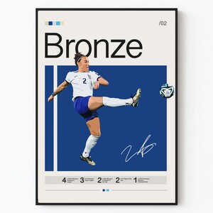 Lucy Bronze Poster, Lionesses, England Football Art Print, Women's Football, Vintage Sports Poster, Sports Art, Sports Wall Art