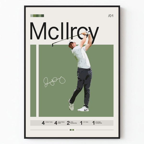 Rory McIlroy Poster, Golf GPA Art Print, Golf Poster, Vintage Sports Poster, Sports Art, Sports Wall Art