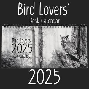 Bird Lover&#39;s 2025 Desk Calendar - a wildlife calendar with minimalist sketches of birds. A great gift for nature and bird lovers.