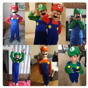 Donne Uomini Adulti Bambini Super Mario Luigi Bros Idraulico Cosplay  Costumi Festival Party Halloween Ragazzi Ragazze Vestito Mascherato