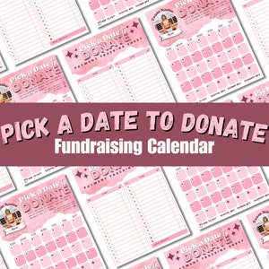 Fundraising Calendar Pick a date to donate Cheer Fundraiser Editable Calendar Fundraiser Template Pay the Day Printable Calendar