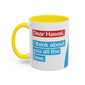Caneca Querido HAVAÍ, penso em você o tempo todo, caneca retrô com cores fortes, personalize para "Maui, Kauai, Big Island, Lanai e muito mais!