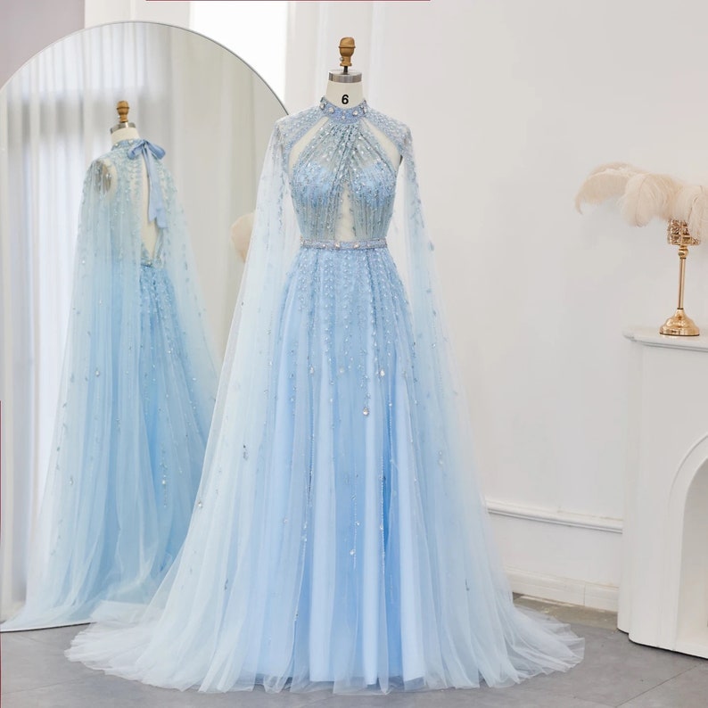 Robe de mariée de style enchantée/ Robe de style elfique/ Robe avec cape/ Robe scintillante/ Robe brillante/ Robe avec col/Robe dos nu image 10