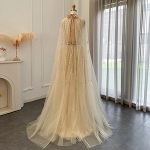 Robe de mariée de style enchantée/ Robe de style elfique/ Robe avec cape/ Robe scintillante/ Robe brillante/ Robe avec col/Robe dos nu image 6