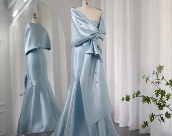 Robe de luxe en satin/ Robe en satin bleu/ Bal de promo/ Robe de soirée/ Robe de style vintage/ Mère de la mariée/ Robe d’anniversaire/luxe