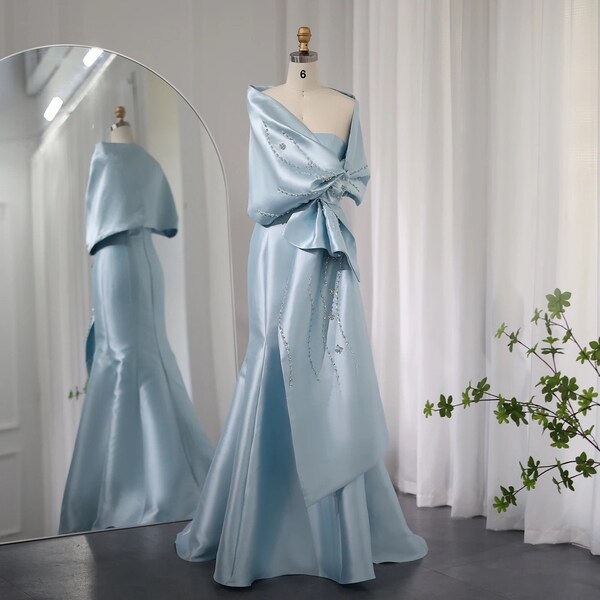 Robe de luxe en satin/ Robe en satin bleu/ Bal de promo/ Robe de soirée/ Robe de style vintage/ Mère de la mariée/ Robe d’anniversaire/luxe