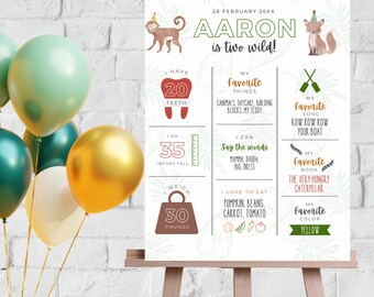Two Wild Milestone Board; INSTANT Digital Download; DIY, Birthday; boy or girl