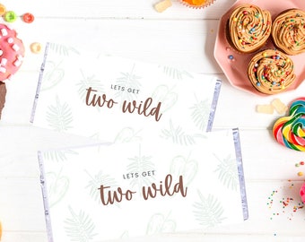 Two Wild Chocolate Bar Wrapper, INSTANT DIGTAL DOWNLOAD; Animal Birthday; Second Birthday; Neutral