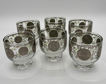 MCM Culver Footed Midas Coin Cocktail Glasses