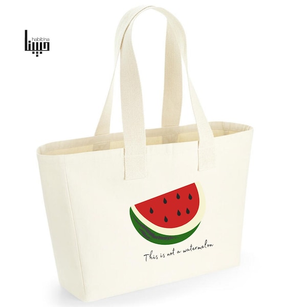 Melone Tote-Bag, arabische Tasche, Palestine Shopper, Muslim, Jute-Tasche, Free Palestine, Palästina-Tasche, Wassermelone,Canvas-Tasche