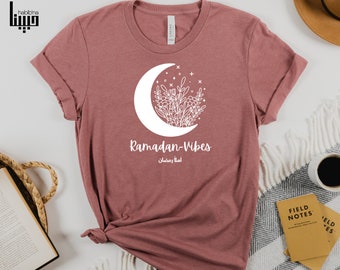 Ramadan-T-Shirt, Shirt für Damen, Mond-Shirt,Geschenk für Frauen, Ramadan-Vibes T-Shirt,Statement-Shirt,muslimisches Shirt, Eid Geschenk