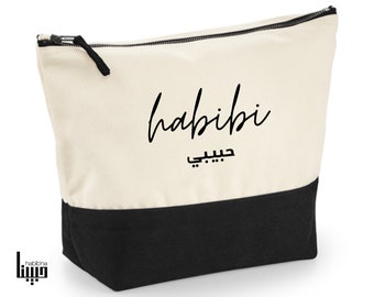 Habibi Kosmetiktasche aus Canvas, arabische Tasche, Habibi Kulturbeutel, Muslimisch, Segeltuch-Tasch,Schatz,Liebling,Geschenk für Frauen