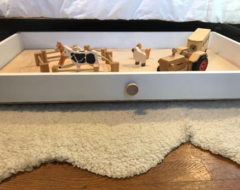 Under BED TRAIN TABLE & trundle drawer: three in one, for play, storage, and organization