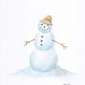 Snowman - original watercolor artwork