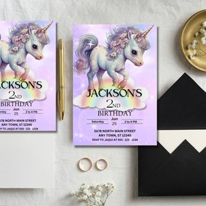 Unicorn Birthday Invitation, Birthday Invitations, Editable Party Printable Invitations retro Party Instant Download, Digital Download pdf