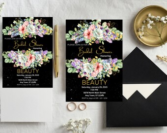 Bridal Shower Invitation Template, Elegant Greenery Arch, Editable Bridal Shower Invitation Card, Printable, Canva INSTANT Download