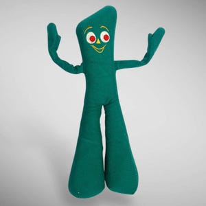Vintage 1983 Gumby Poseable Soft Plush Toy – 14&quot; Bendable Figure by Art Clokey – Retro Animation Collectible