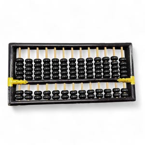 Vintage Black & Gold Lotus Flower Brand Abacus – Wood Bead Calculator, Mid Century Decor, Educational Tool, Office Shelf Accent