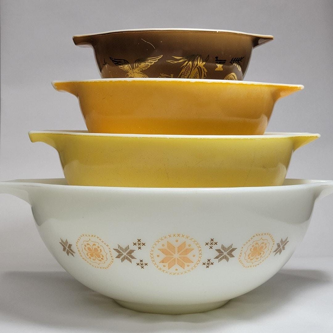 Vintage Pyrex Town & Country Cinderella Bowls – 1960s Nesting Set - Etsy