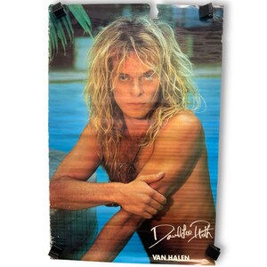 1983 David Lee Roth-Van Halen Pin Up Poster-Rock Band Merch-Original Vintage